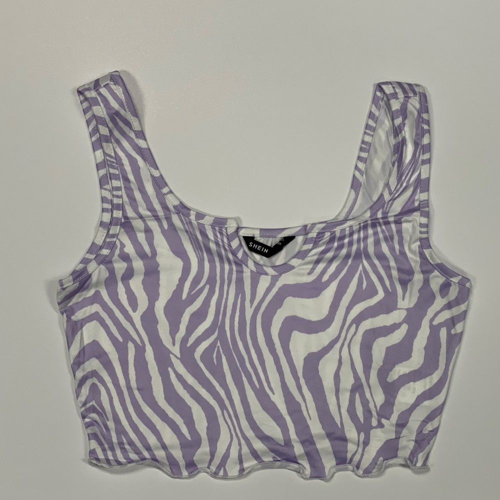 Purple zebra crop top tank